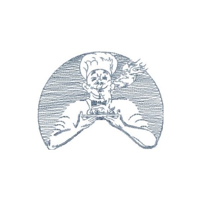 Koch mit Teller 